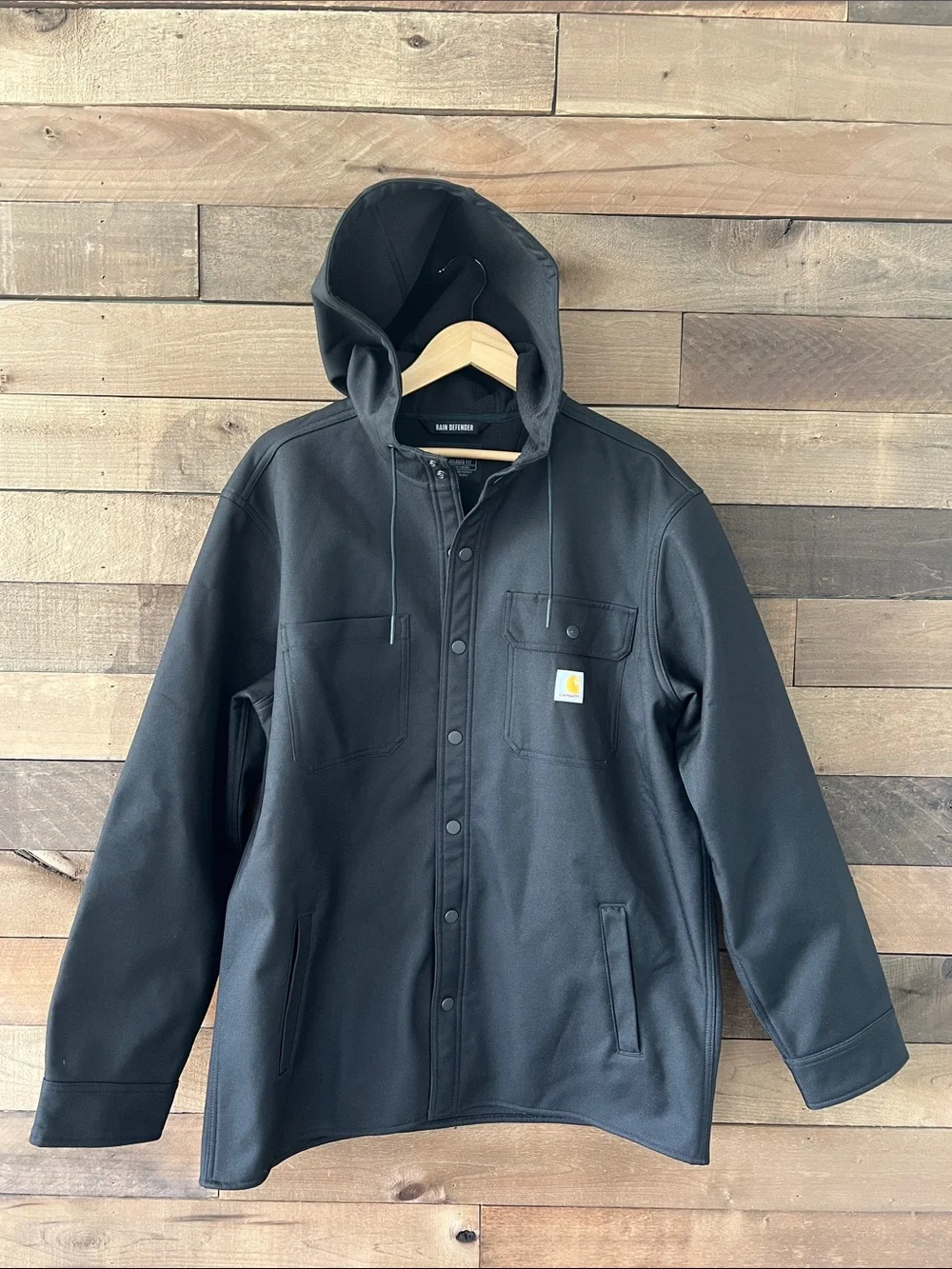Carhartt Men's Rain Defender Relaxed Fit Heavyweight Hooded Shirt Jacket Large